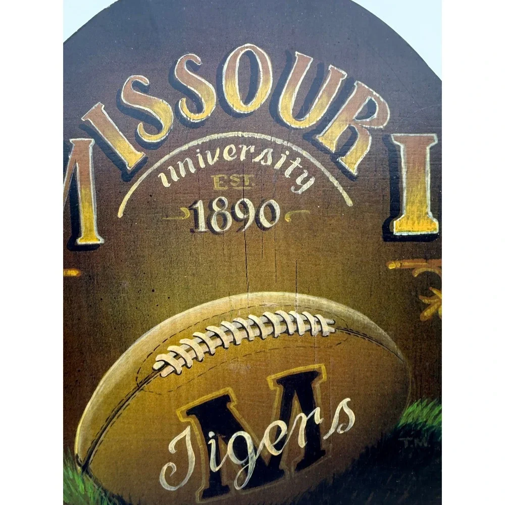 Missouri University Tigers Football Hand Painted Wooden Sign Vintage Style G127